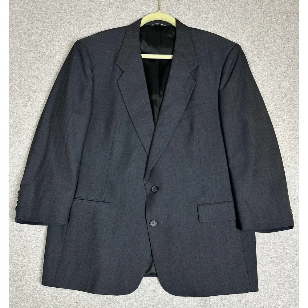 Vintage Christian Dior Blazer Mens 46R‎ Charcoal Gray 2 Button Sport Coat 80s
